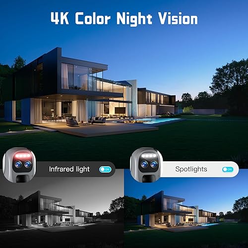 Miniatura 3 de BEENOCAM Cámaras de seguridad solar de 4K8MP inalámbricas para exteriores, doble lente 360 PTZ Cámara solar para exteriores Cámaras inalámbricas