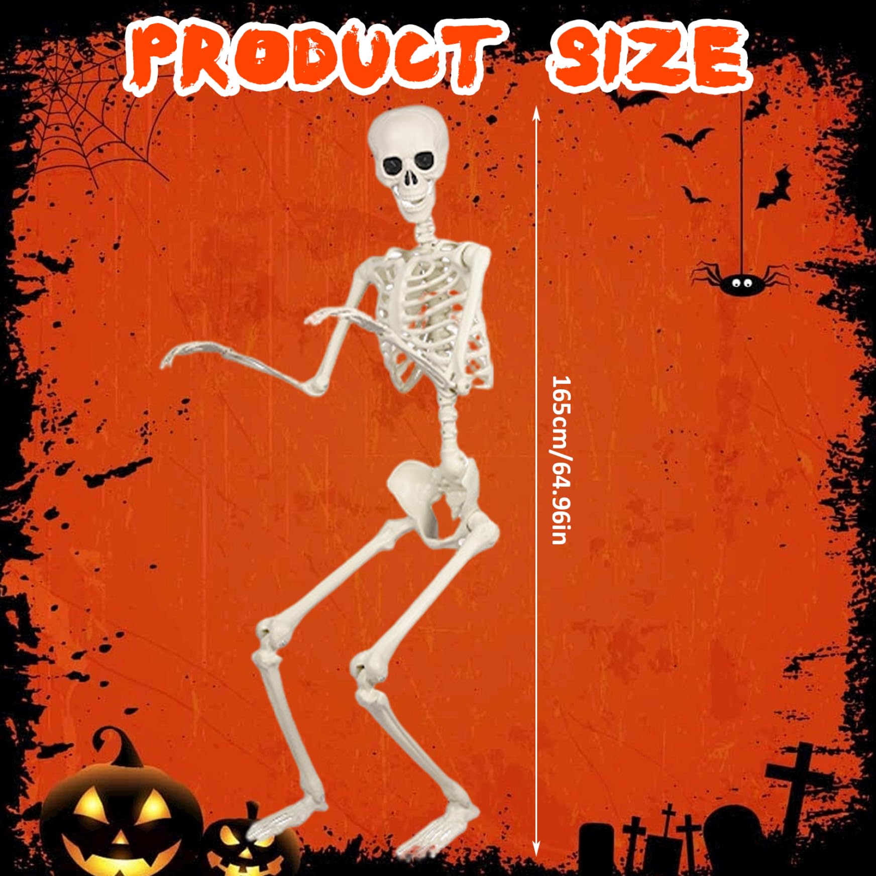 Esqueleto de Halloween, poseable de 5.5 pies, decoración de Patio