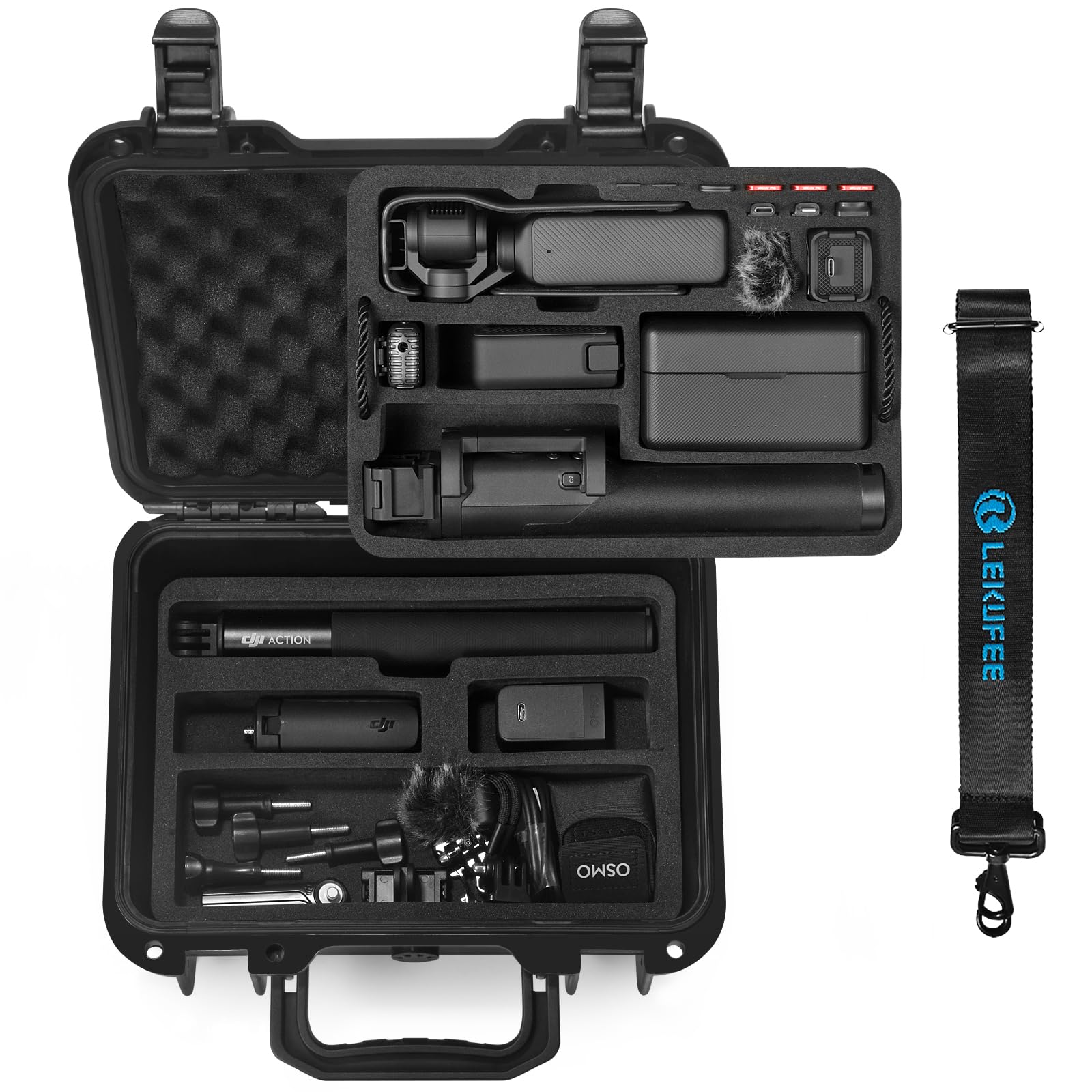 Waterproof Hard Case for DJI Osmo Pocket 3, Mic 3/2/Mini, Creator Combo,Power Expansion Combo,Vlogging Camera and Accessories(Case Only)