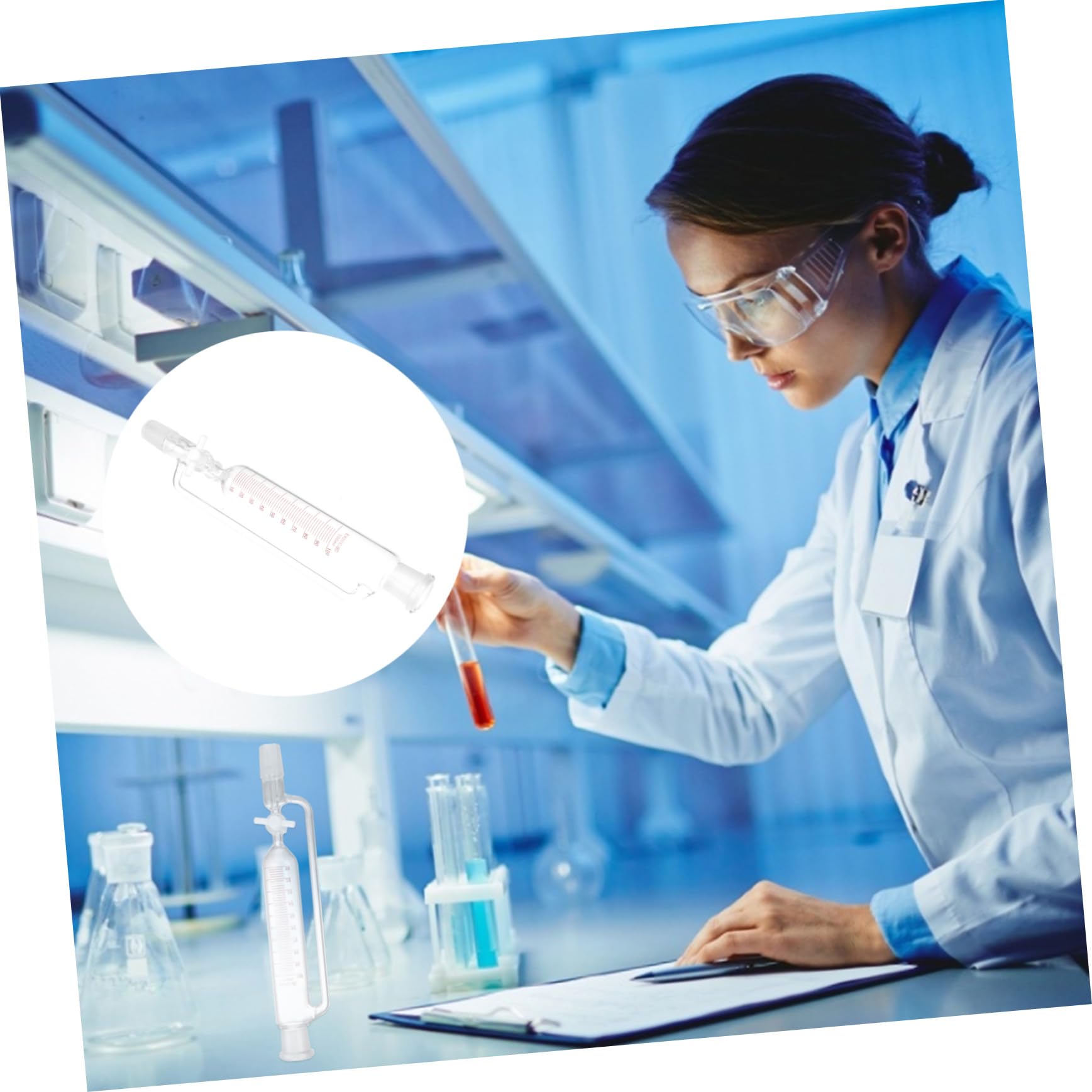 Embudo Pistón de Ptfe de Vidrio de Decantación Cilíndrico Resistencia Química y Corrosión Dispositivo Destilador Experimental Duradero para Laboratorio
