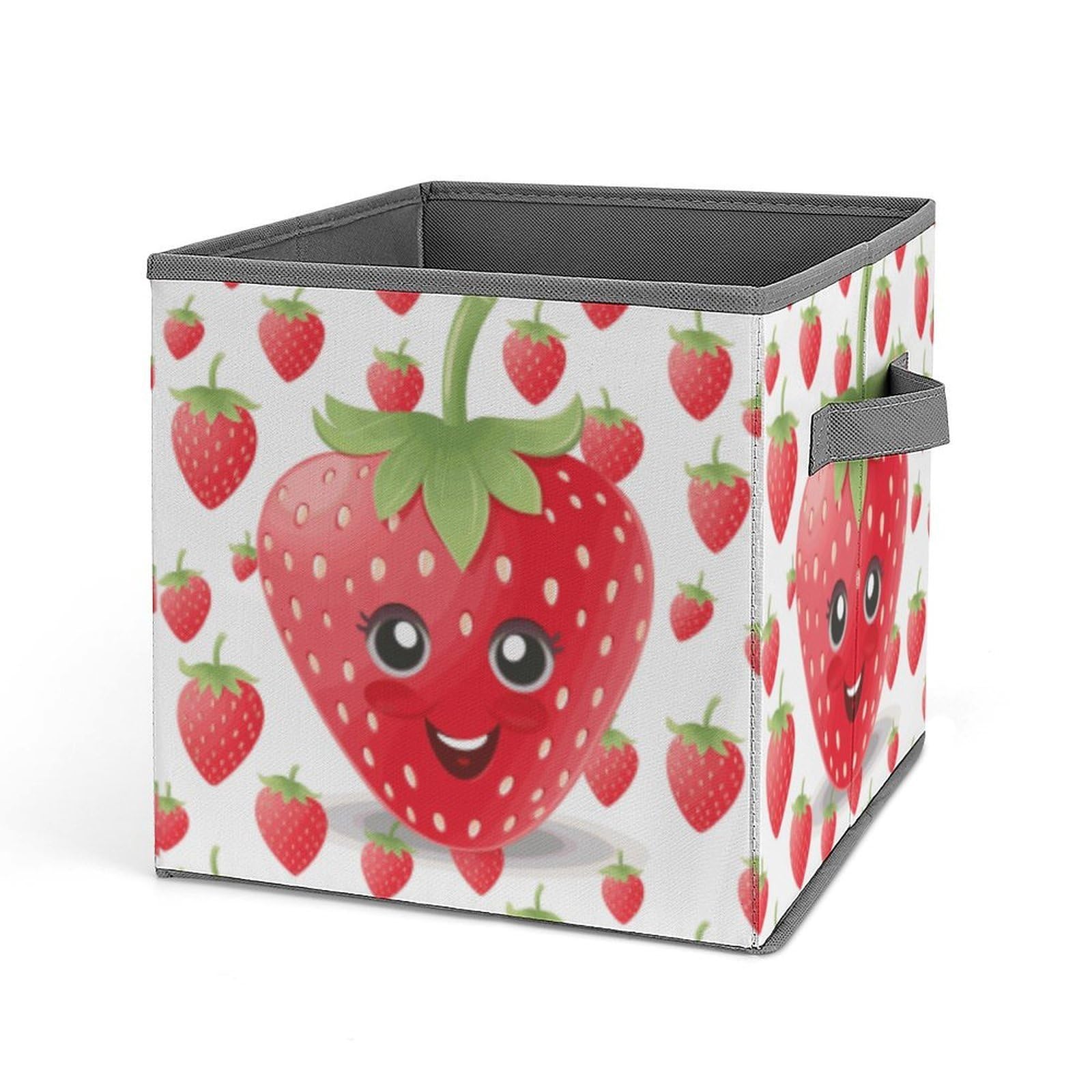 MUSM Strawberry Foldable Storage Box Collapsible Fabric Organizer Large Capacity Folding Storage Bins with Handles for Home Bedroom Closet 10.6 X 10.6 X 10.6 Inches