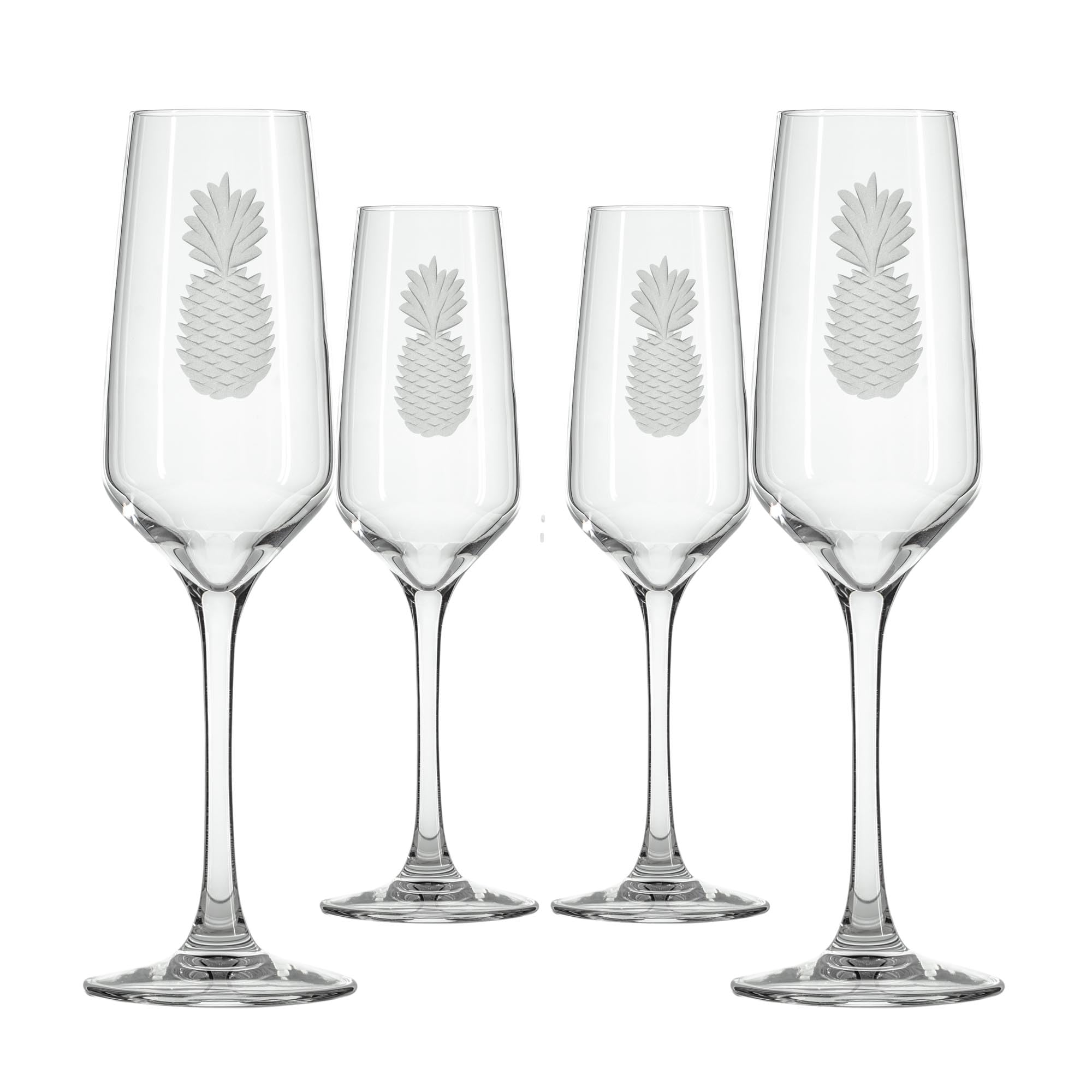 Rolf Glass Fresh Pineapple Champagne Flute 5 75oz Toasting Glasses Diamond-Wheel Engraved and Polished Designed and Engraved in