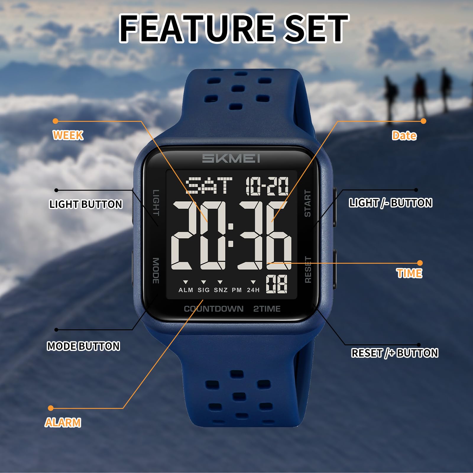 SKMEI Men's Sports Digital Watches Military Multifunction Watches for Women with Waterproof Alarm Dual Time Zones Stopwatch