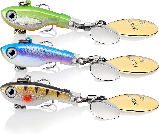 TRUSCEND Fishing Spinner Lures Spinnerbaits Jigging Lures for Pike Mackerel Cod Trout Perch Bass Lures Sea Fishing Accessories Multi-Function Metal Blade Baits Surf Fishing Lure with Tail Spinners