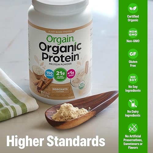 Vista 45 de Orgain Proteína vegana orgánica en polvo, cereales afrutados – 0.81 onzas de proteína a base de plantas, 0.28 oz de fibra prebiótica, baja