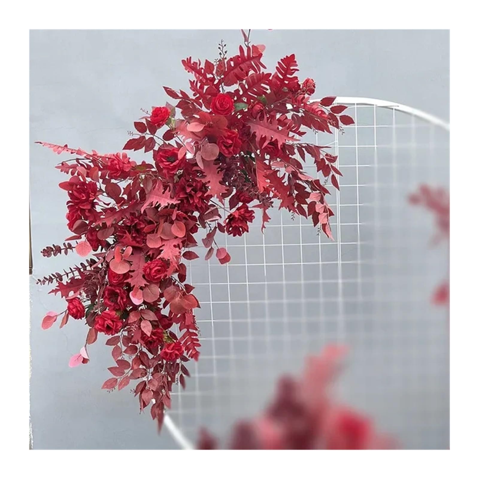 Flower Arch Wedding Flower Simulation Artificia Silk Flowers Arch Round Art Window Decoration Props T Stage Leaf Hanging(Color4 L)