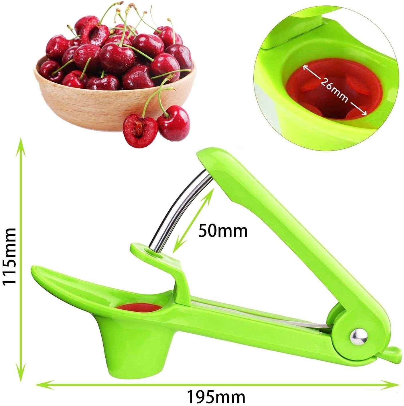 Dénoyauteur Cerises/Olives - Acier Inoxydable 18cm Vert