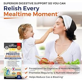 Probiotic 65 Billion - Probiotics with Prebiotic for Women & Men - Lactobacillus Acidophilus Digestive Health Capsules - Targeted Release Technology - Shelf Stable Supplement Non-GMO Dairy Free-30ct