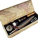 GC QUILL Antique Quill Pen Unique Half-Patterned Feather Pen Set with 6 Nibs 1 Bottle of Ink 1 Seal Stamp 1 Pen Holder 1 Sealing Wax LL-149