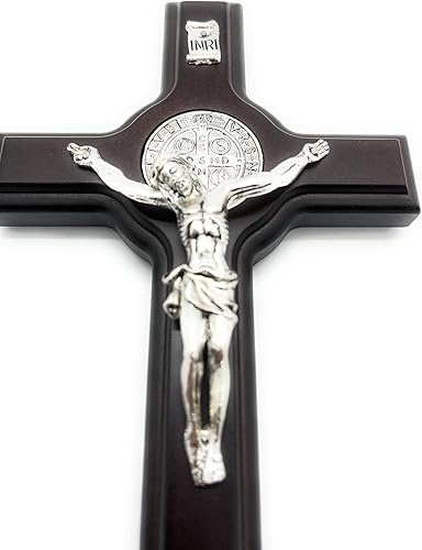 Miniatura 5 de San Francis Imports Crucifijo de San Benito para pared, cruz de metal hecha a mano, cruz de metal de San Benito, crucifijo católico, 8 pulgadas,