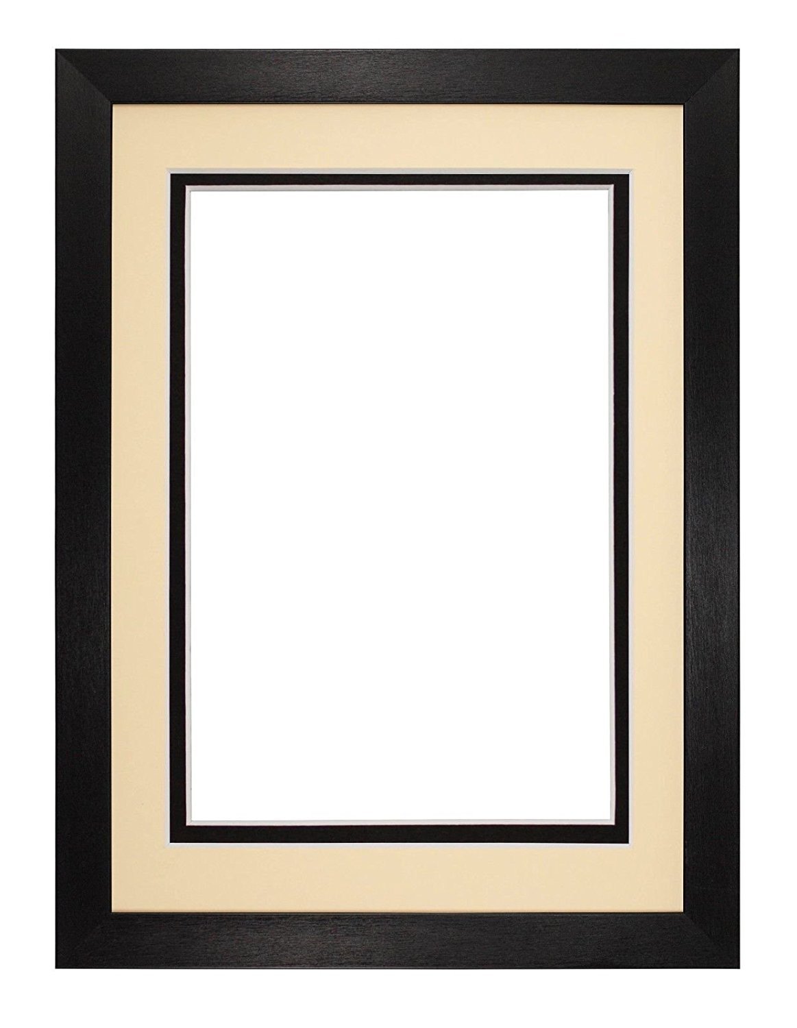 Brushed Black Double Mount Photo frame/picture frame/poster frame with Perspex Sheet - Ivory on Black Mount - 20"x16" for A3 pictures