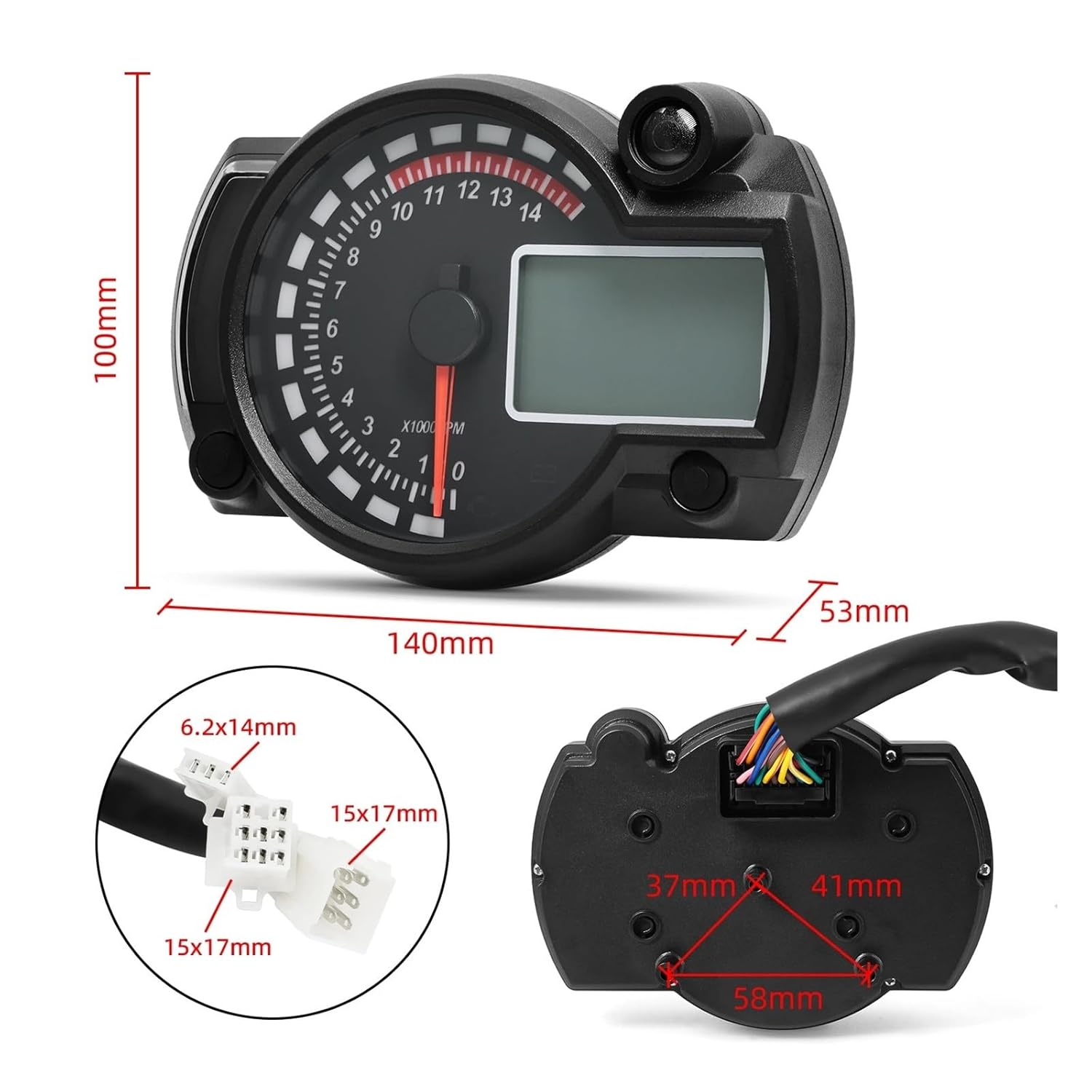 Motorcycle Speedometer Tachometer 12v Motorcycle Universal Speedometer for HO&ND&A for Su&zuki for YA&MAHA for KA&was&AKI 7 Colors Digital Odometer Dashboard