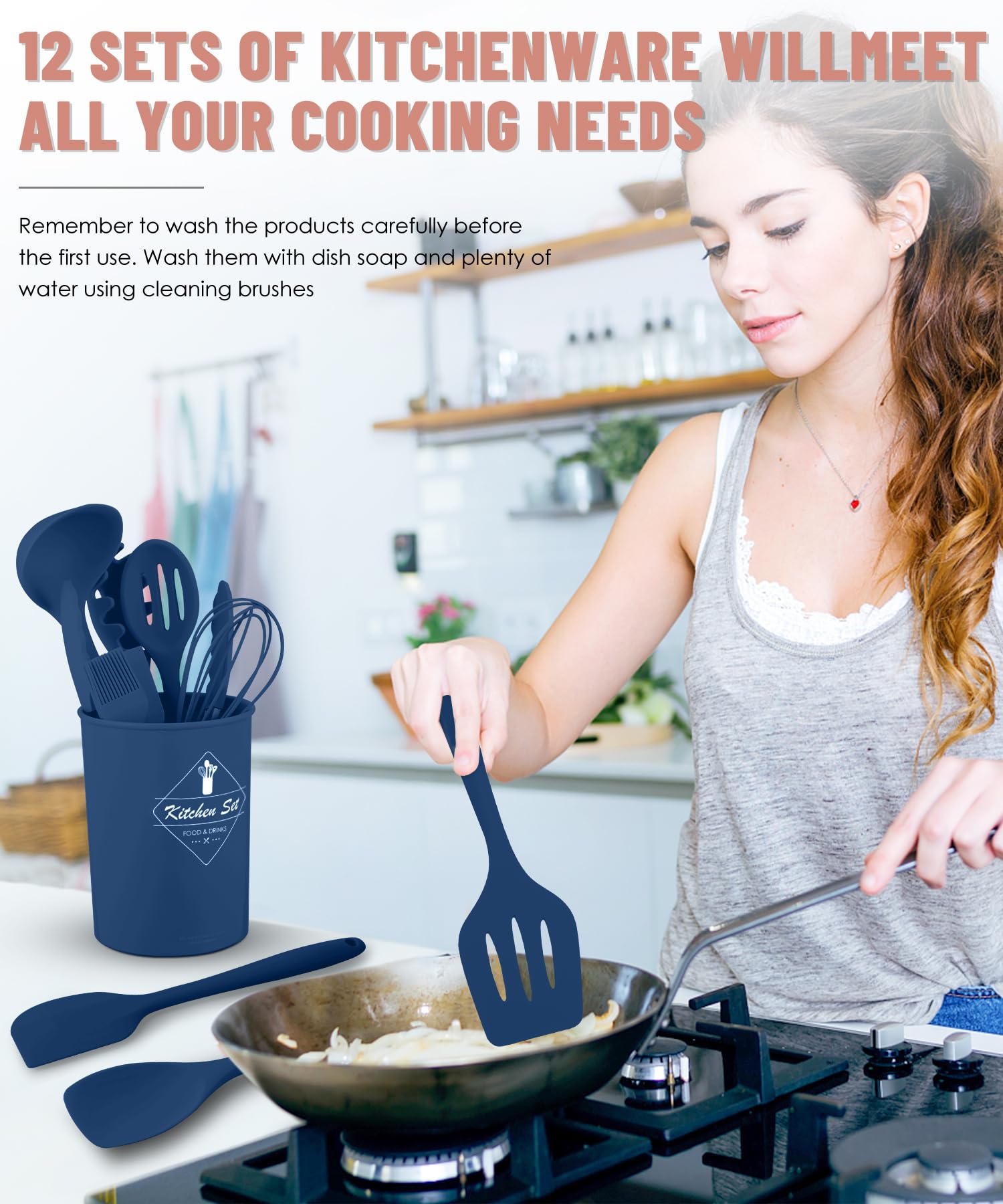 Silikon-Kochutensilien-Set, 10-teilig, Silikon, Küchenutensilien-Set (spülmaschinenfest), 230 °C, hitzebeständig, Antihaft-Kochgeschirr, beste Küchenwerkzeuge (BPA-frei)