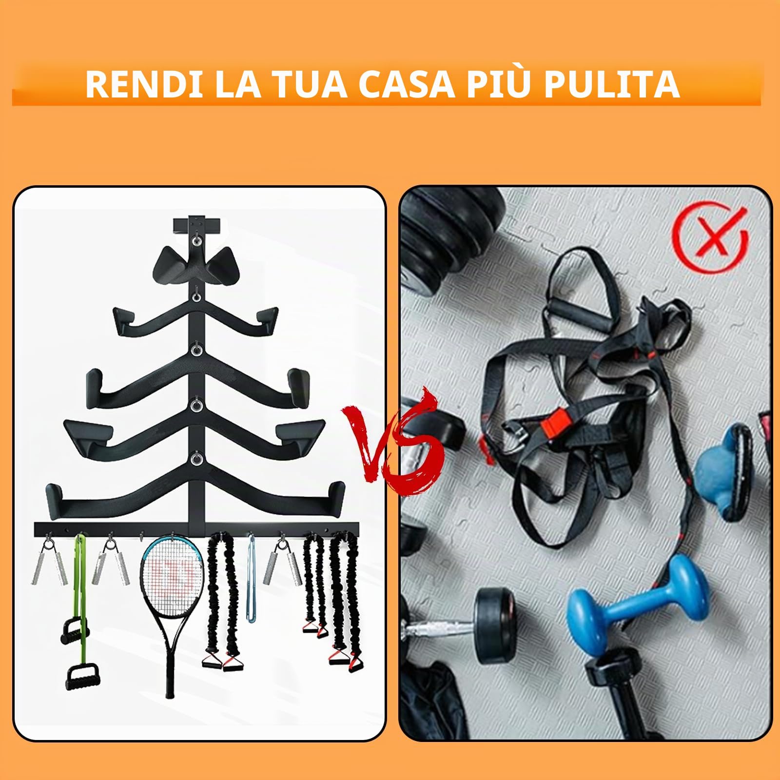 LAT - Barra porta accessori da palestra, organizer per accessori da palestra, accessori Lat LAT per diverse maniglie dei cavi, supporto resistente per il fitness a casa e a parete