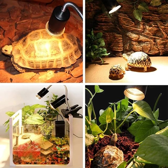 Foto 5 de 7 de NEWFUN Lámpara para Tortuga,Luz Tortugas de Agua,Lámpara de Calor de Reptil con Clip,con 2 Bombillas UVA UVB…