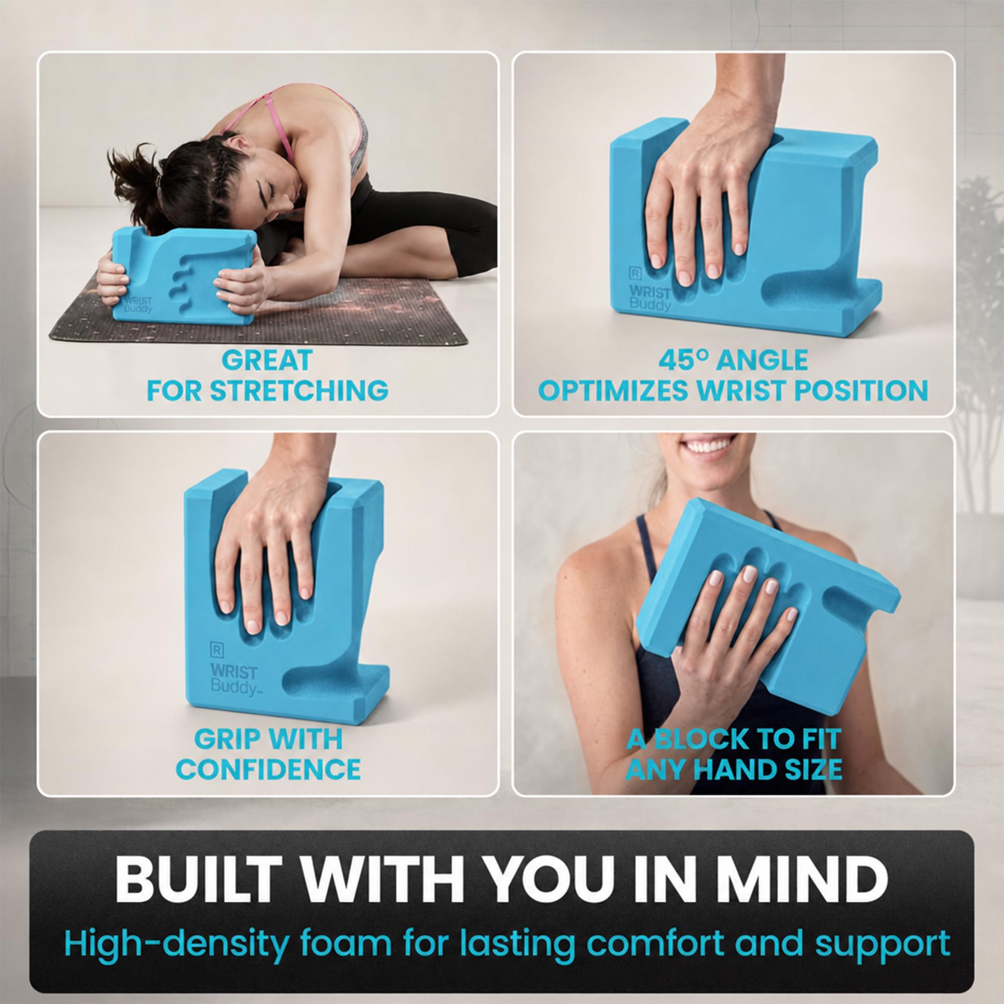WRIST BUDDY Bloki do jogi, zaprojektowane, aby pomóc w bólu nadgarstka, komforcie i sile chwytu | Prime Support for Balance Fitness and Exercise | Wszystkie klocki piankowe EVA zestaw akcesoriów do
