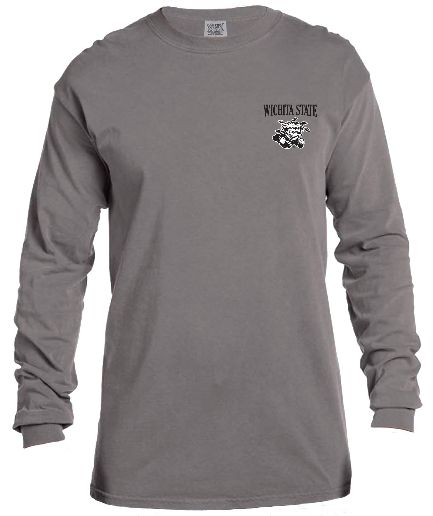 NCAA Wichita State Shockers Vintage Poster Long Sleeve Comfort Color Tee, Large, Grey
