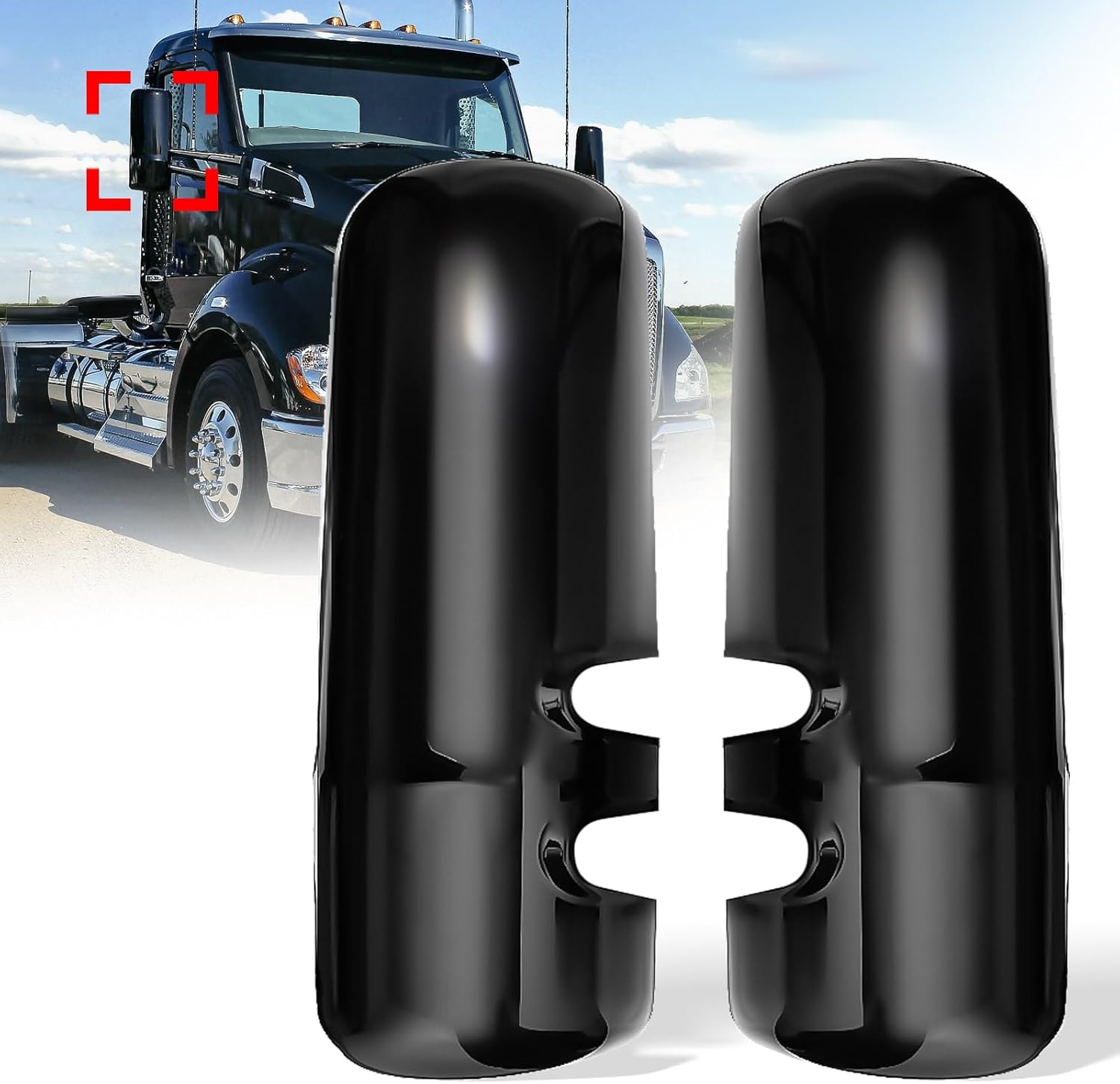 Black Door Mirror Covers for Kenworth T680 T880 W990 2013-2020, Side Rear View Mirrors Cover Fit for Kenworth Semi Trucks Accessories Driver Left& Passenger Right Side (A Pair)