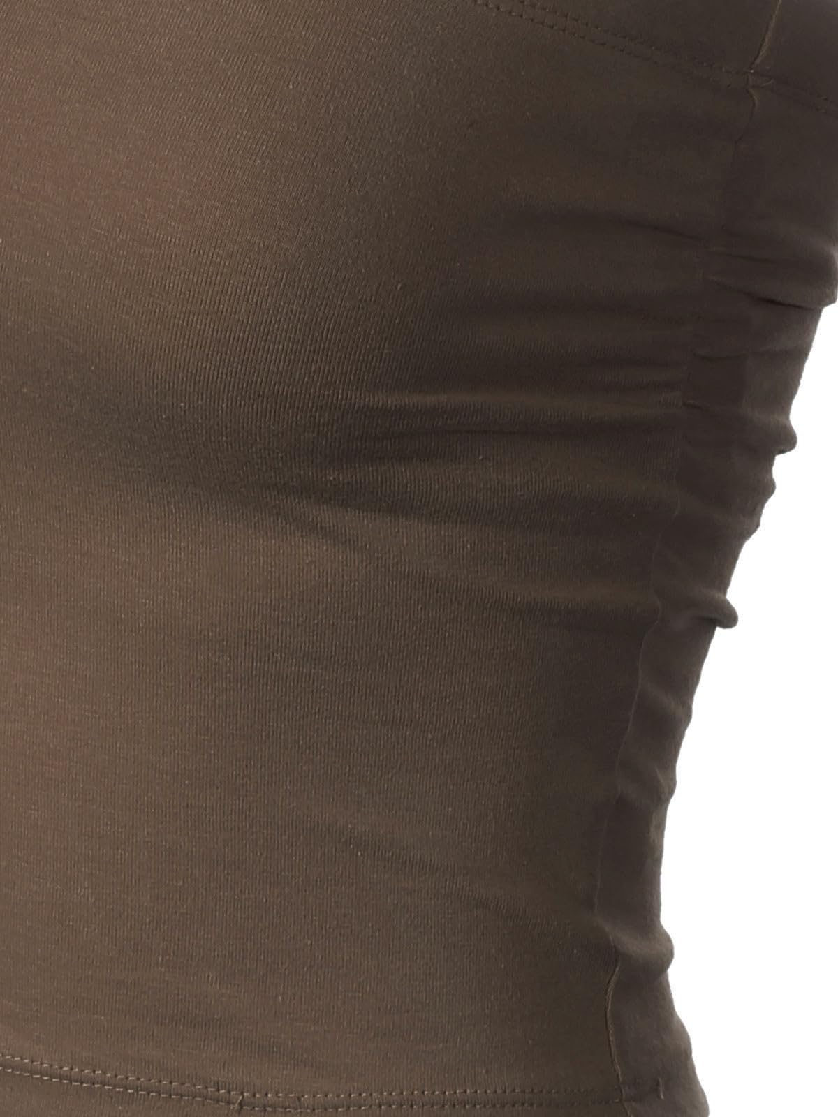 MixMatchy Lot de 3 Hauts d'été décontractés froncés sur Le côté Dos Nu Double Couche avec Soutien-Gorge intégré pour Femme
