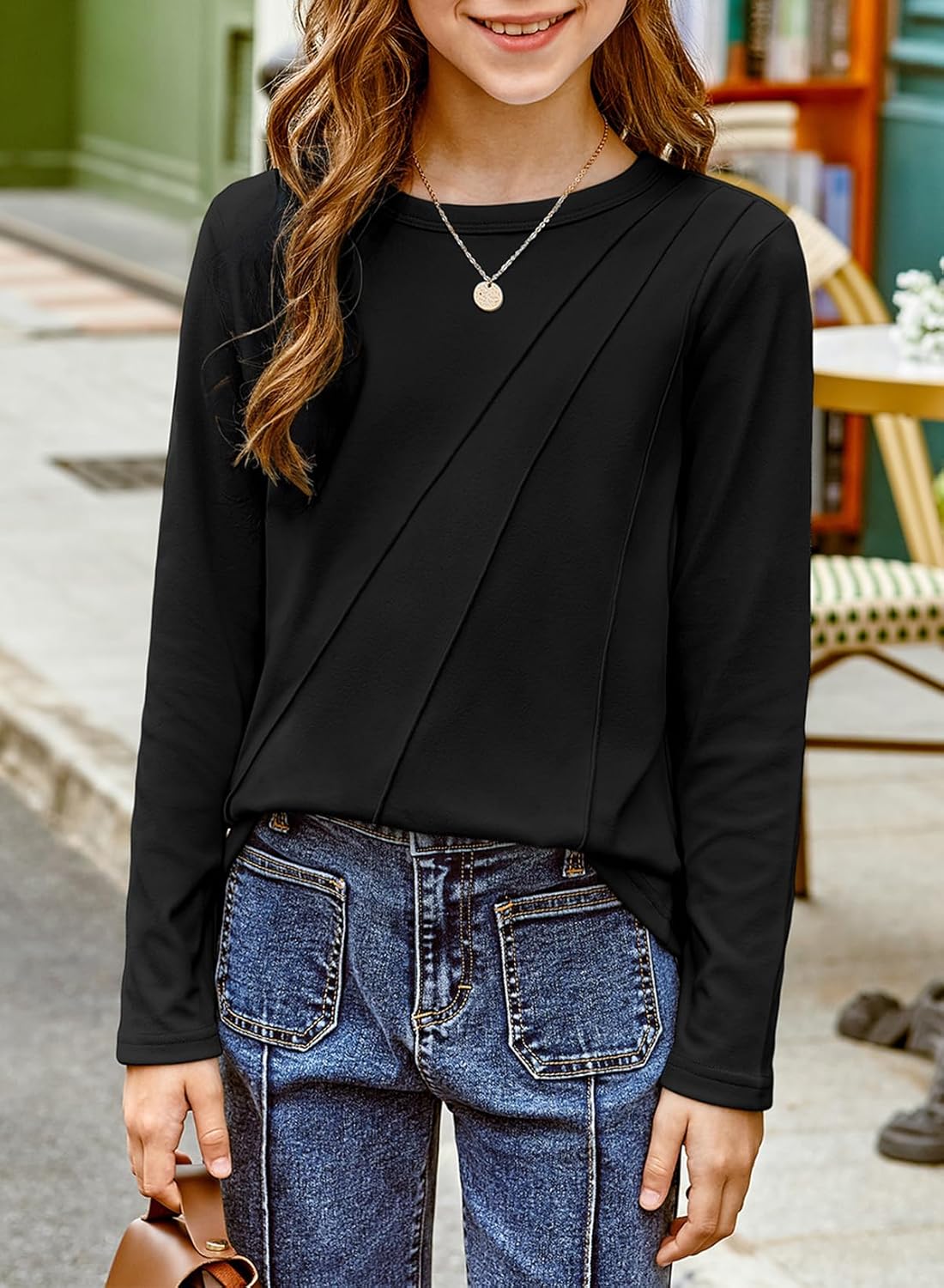 blibean Tween Girls Fall Warm Shirts Pleated Long Sleeve Tops Size 6-15 Years - Image 6