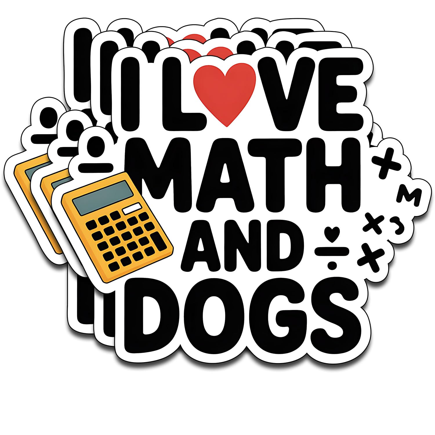 Photo 1 of (3PCS) I Love Math and Dogs Sticker Pack Durable Waterproof Vinyl Stickers for Laptop Water Bottle Car Bumper Phone Case