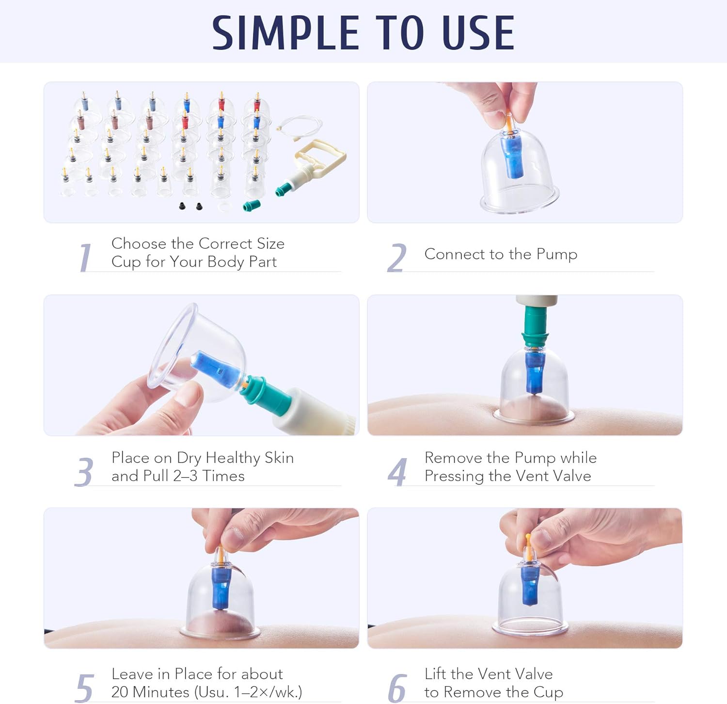 VONOYA 32pc Cupping Therapy Set, Pump and B2-B7 Suction Cups, Chinese Massage Tool Kit for TCM Acupoint Therapy Lymphatic Drainage Neck and Back Pain Relief Cellulite Removal Magnetic Therapy and More: Health & Personal Care