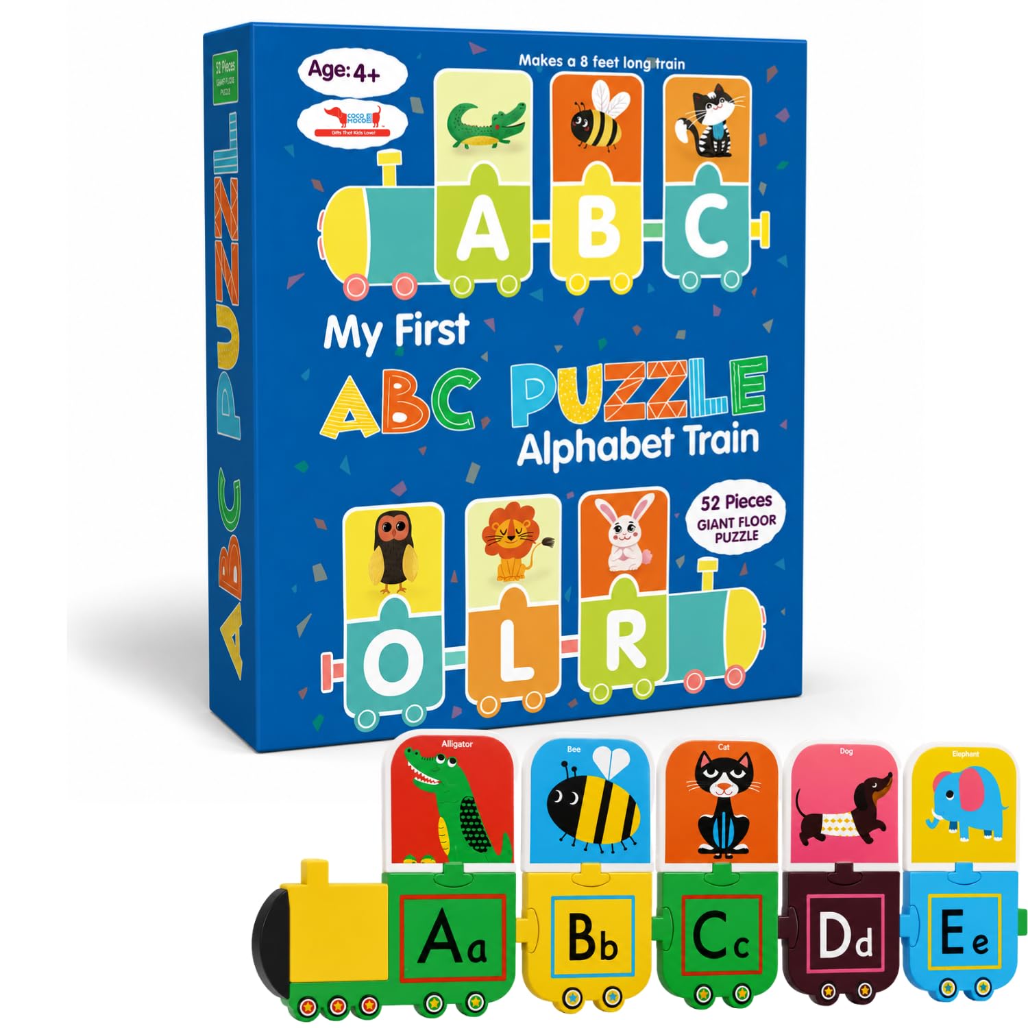 Giant 8 Feet Alphabet Floor Puzzle for Kids 3-5 Years | 52-Piece ABC Learning Puzzle with Animals | Educational Preschool Toy | CocoMoco Kids