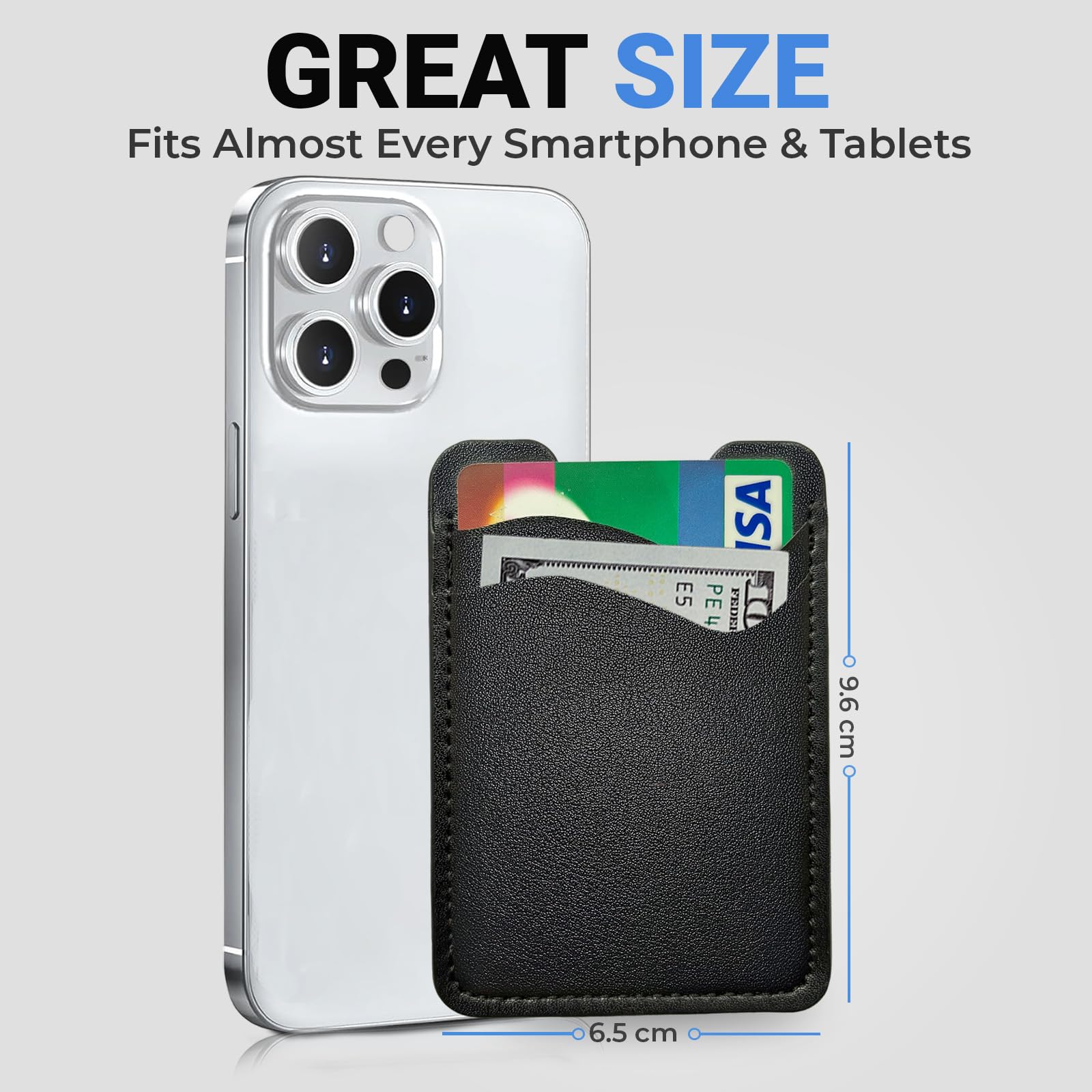 Cartera para teléfono móvil, soporte para tarjetas de crédito para teléfono, funda de piel tipo cartera para teléfono, cartera para teléfono celular, cartera adhesiva para iPhone, Samsung y