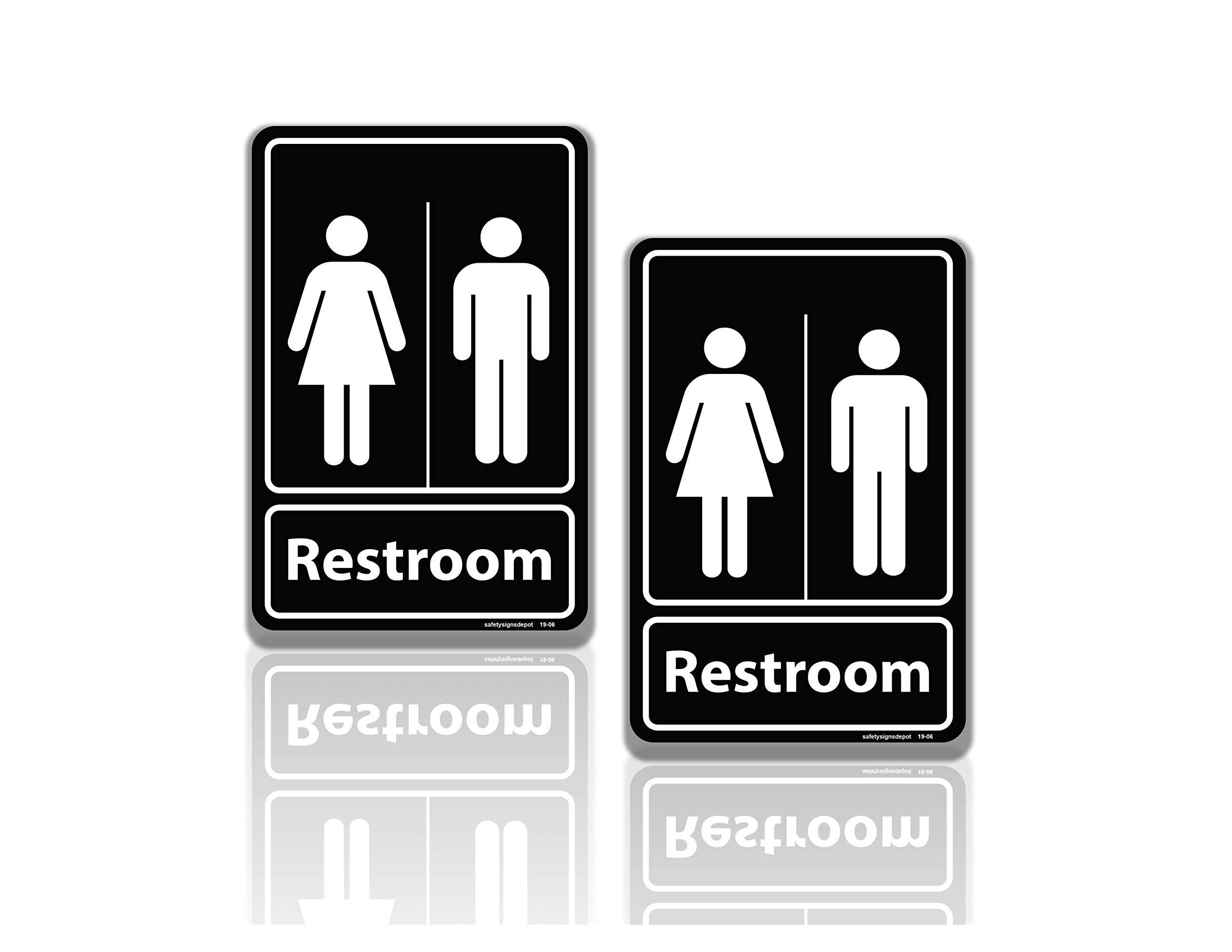 Amazon Com Unisex Restroom Signs With Ada Approved Symbol 2 Pcs 5 5 In X 8 In Plastic Men S And Women S Bathroom Sign Include Double Sided Tape Black Office Products