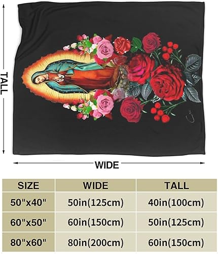 Miniatura 3 de The Rose - Manta de franela de forro polar con diseño de Nuestra Señora de Guadalupe de Santa Virgen María, súper suave, acogedora y cálida para