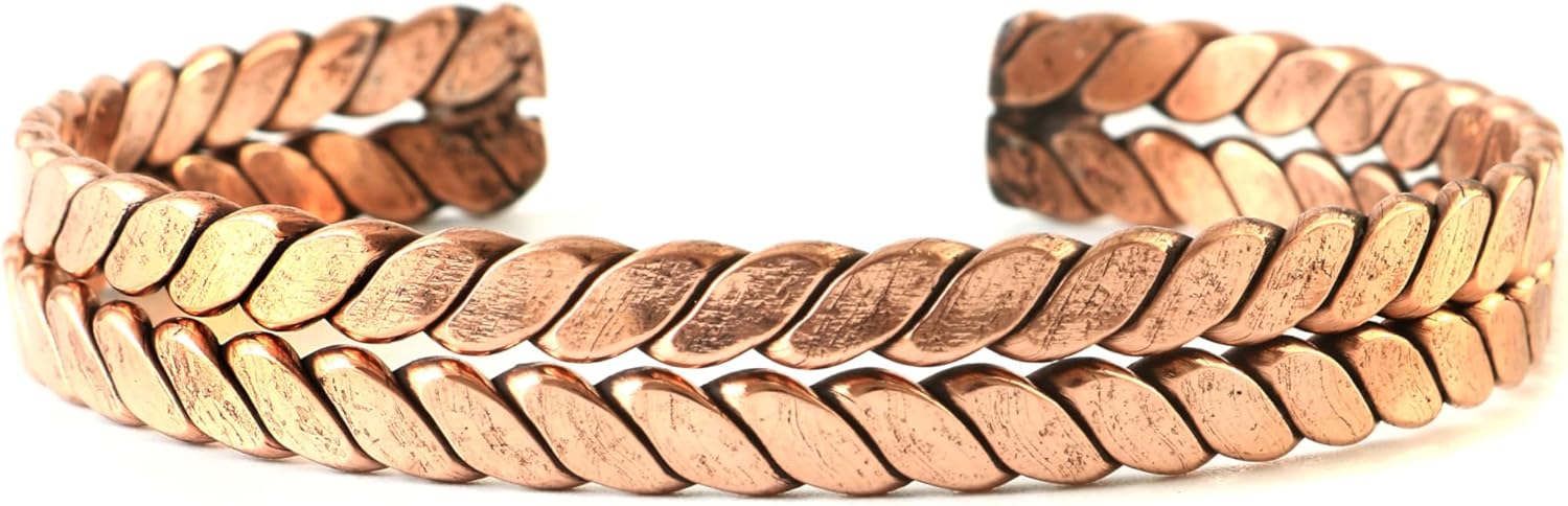 JewarHaat Handcrafted Hand Forged with Solid and High Gauge Tibetan Style Minimalistic Elegance Copper Bracelet for Women and Men