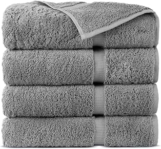 100% Turkish Cotton Towel Set (Gray, Bath Towels - Set of 4)