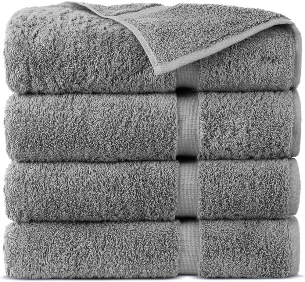 100% Turkish Cotton Towel Set (Gray, Bath Towels - Set of 4)