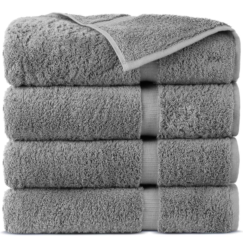 100% Turkish Cotton Towel Set (Gray, Bath Towels - Set of 4)