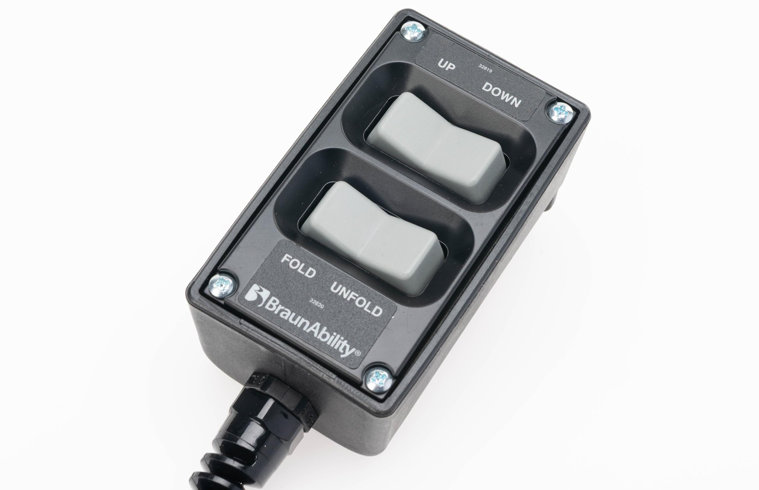 Braun 33658KS Wheelchair Lift Hand Pendant Controller – OEM Replacement for NL, NVL, NCL Series – Coiled Cord with Rocker Switch – Compatible with Non-'2' Ending Models