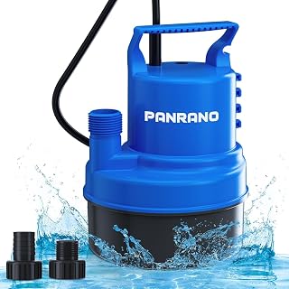 1/2 HP Submersible Water Pump 2900 GPH Portable Small Sump Pump For Pool Cover, Basements, Puddles, Gardens Ponds With 16.4 Ft Power Cord and Hose Adapters, Sky Blue