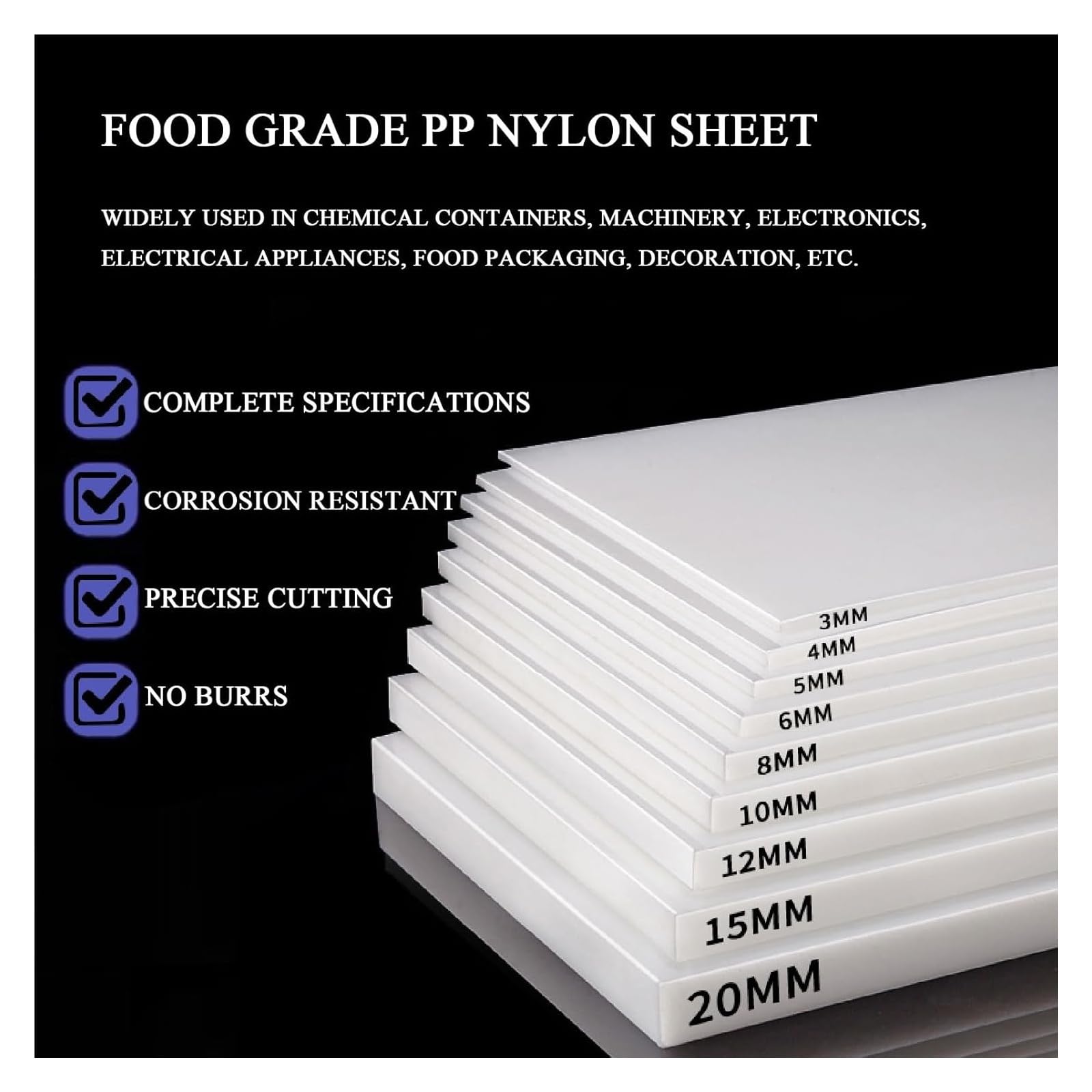 Nylon-Kunststoffplatten, 4–6 mm dicke Platten, hochfeste Polyamidplatten for Industrie- und Heimwerkeranwendungen(200 * 200 * 5mm*10pcs)