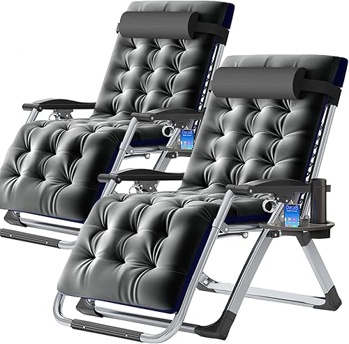Miniatura 26 de H&ZT 2PK Zero Gravity Chair,Folding Lounge Recliners with Removable Soft Pad,Headrest and Footrest,Sun Tanning Chair for Indoor and Outdoor,Support