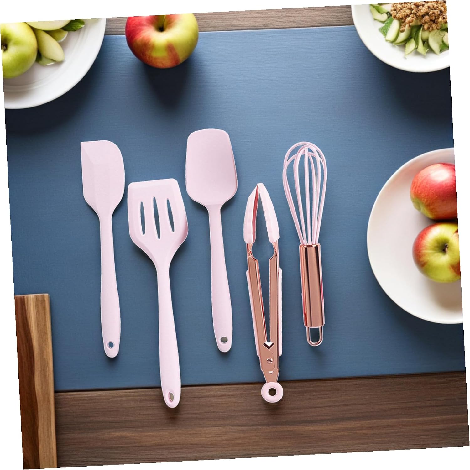 5pcs Boy Girl Silicone Baking Tools Set Non-stick Spatulas Scrapers Tongs and Whisk for Boy Girl Food-grade Kitchen Utensils for Baking and Cooking