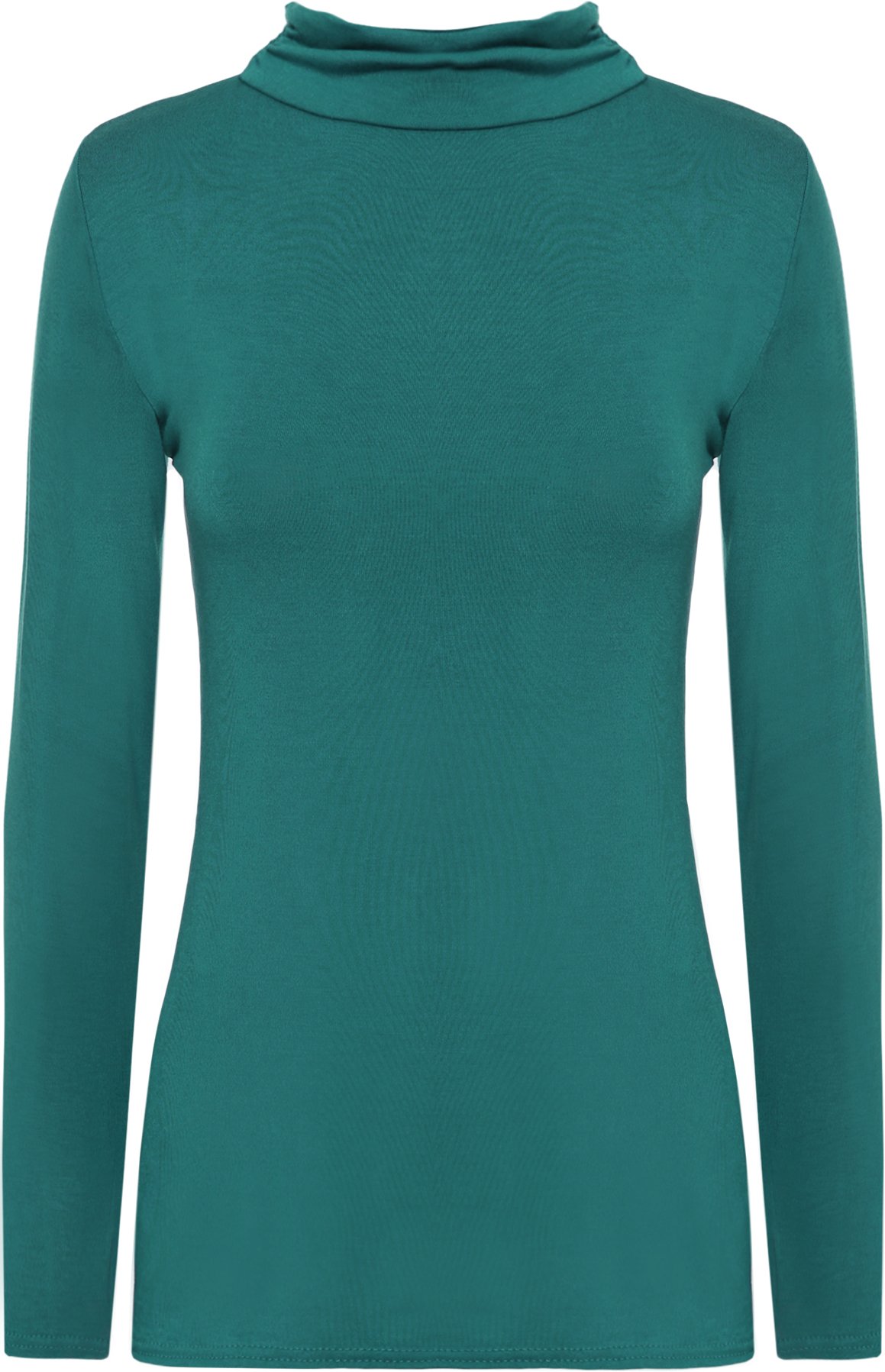 WearAll New Ladies Turtle Neck Long Sleeved Stretch Plain Polo Top Women Jumper - Teal 20-22
