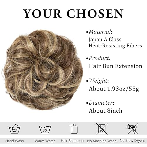 Miniatura 89 de CJL HAIR - Extensión de cabello grueso, ondulado o rizado, sintético, tipo cola de caballo o rodete desordenado, grande, para recoger el cabello