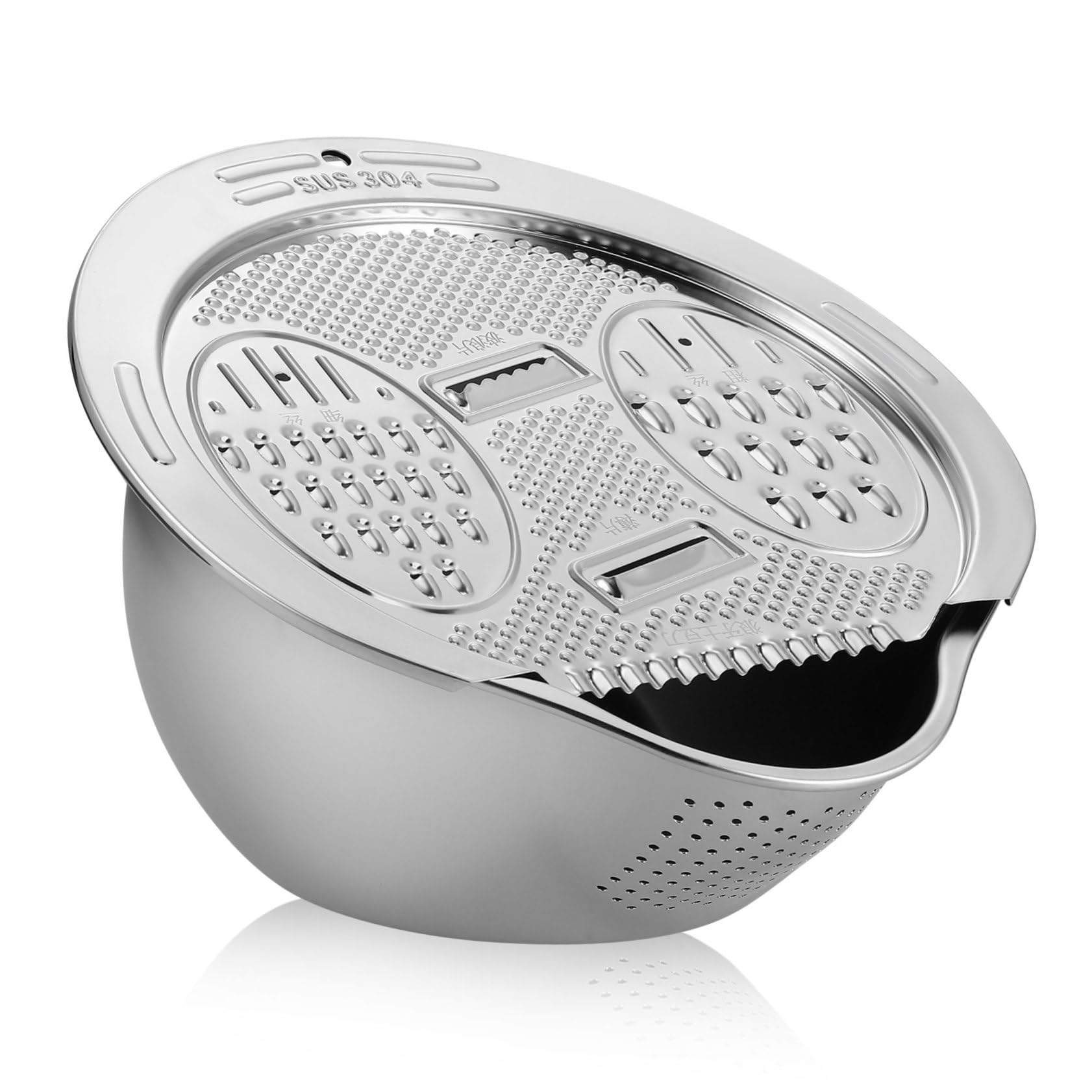 GLEAVI Lavadero de Arroz Acero Inoxidable Colador Multifuncion para Cocina Tazón Escurridor Alimentos Lavar Arroz Fruta Vegetales