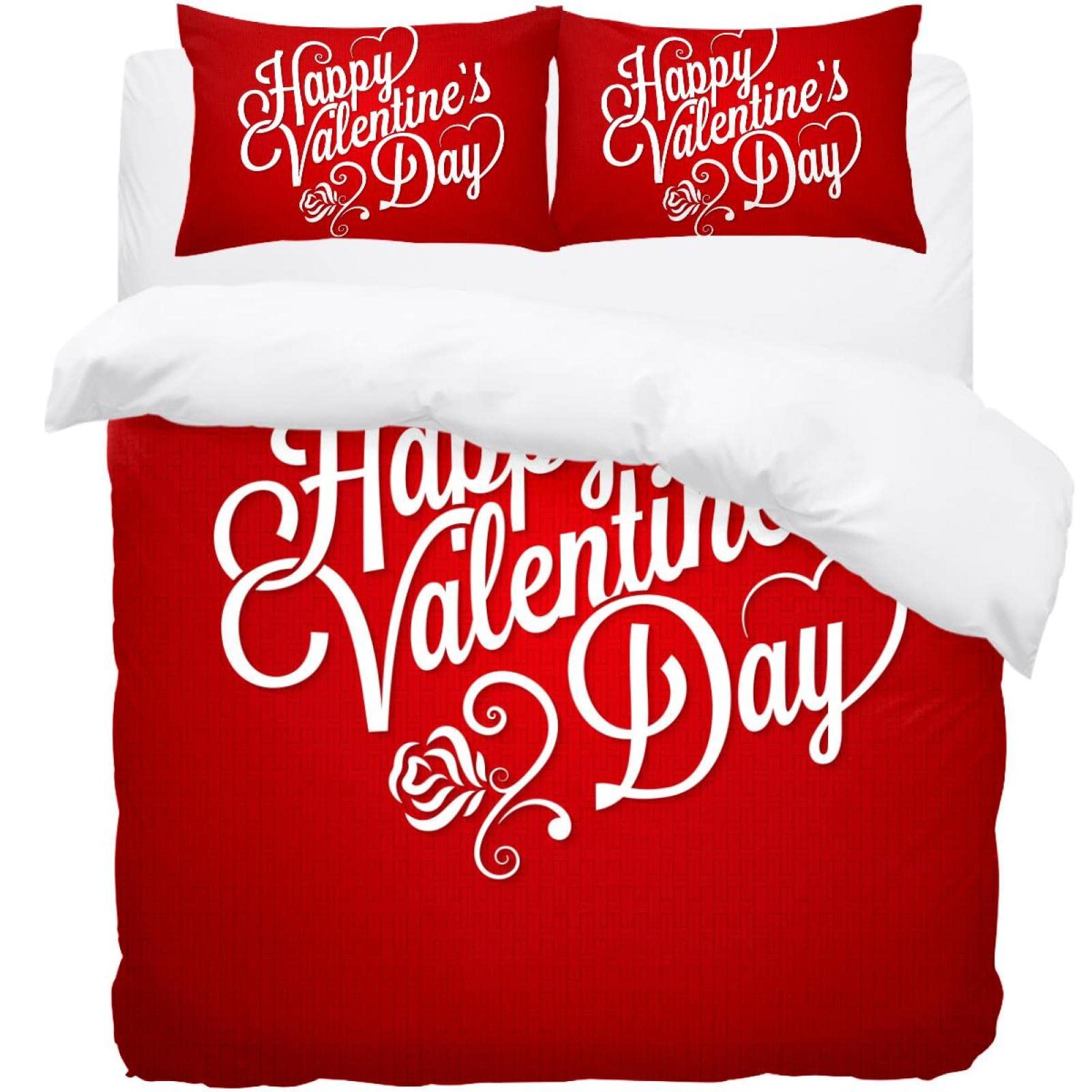 Parure de lit Love rouge romantique pour la Saint-Valentin avec taies
