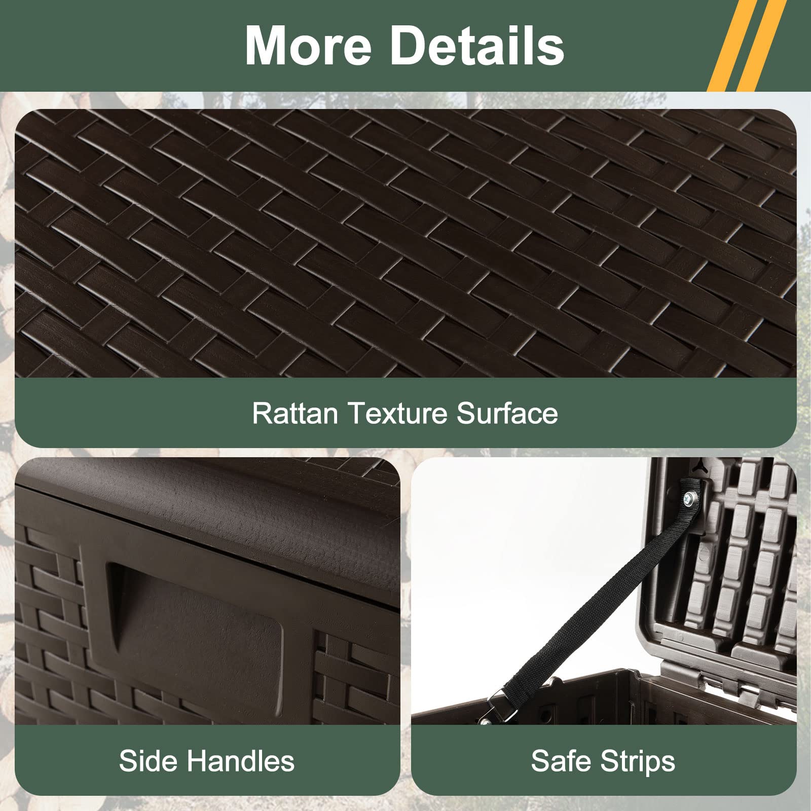 GIANTEX Cassapanca Per Esterni in Metallo e PE Rattan, Contenitore Impermeabile da 276 L, con Chiusura a Chiave, 114 x 54 x 56 cm, Marrone