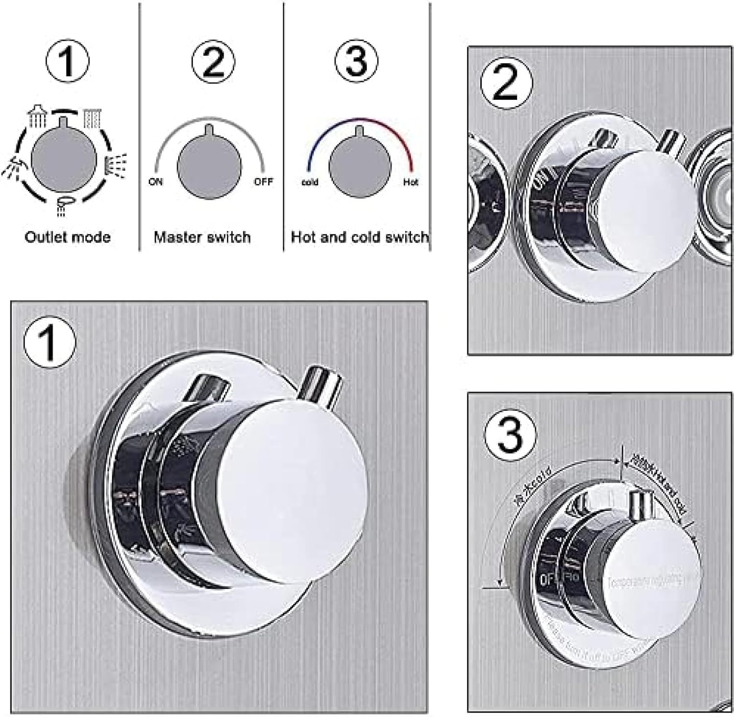 Brushed Nickel Shower Panel Tower Wall Mounted Tower Shower Tower Panel 6 Functions with 4 Massage Jets
