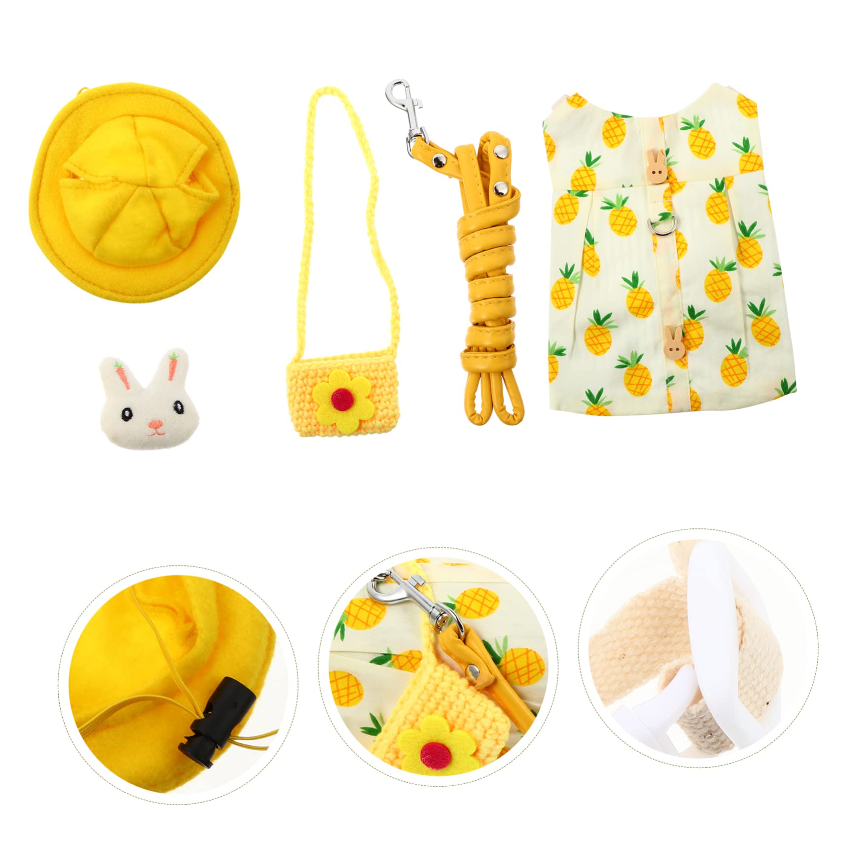 Beavorty 3sätze Bunny Suit Mit Und Tasche Weicher Hasenanzug Für Kleintiere Verstellbares Geschirr Für Kaninchen Und Andere Kleintiere Süßes Design Mit Dekoration