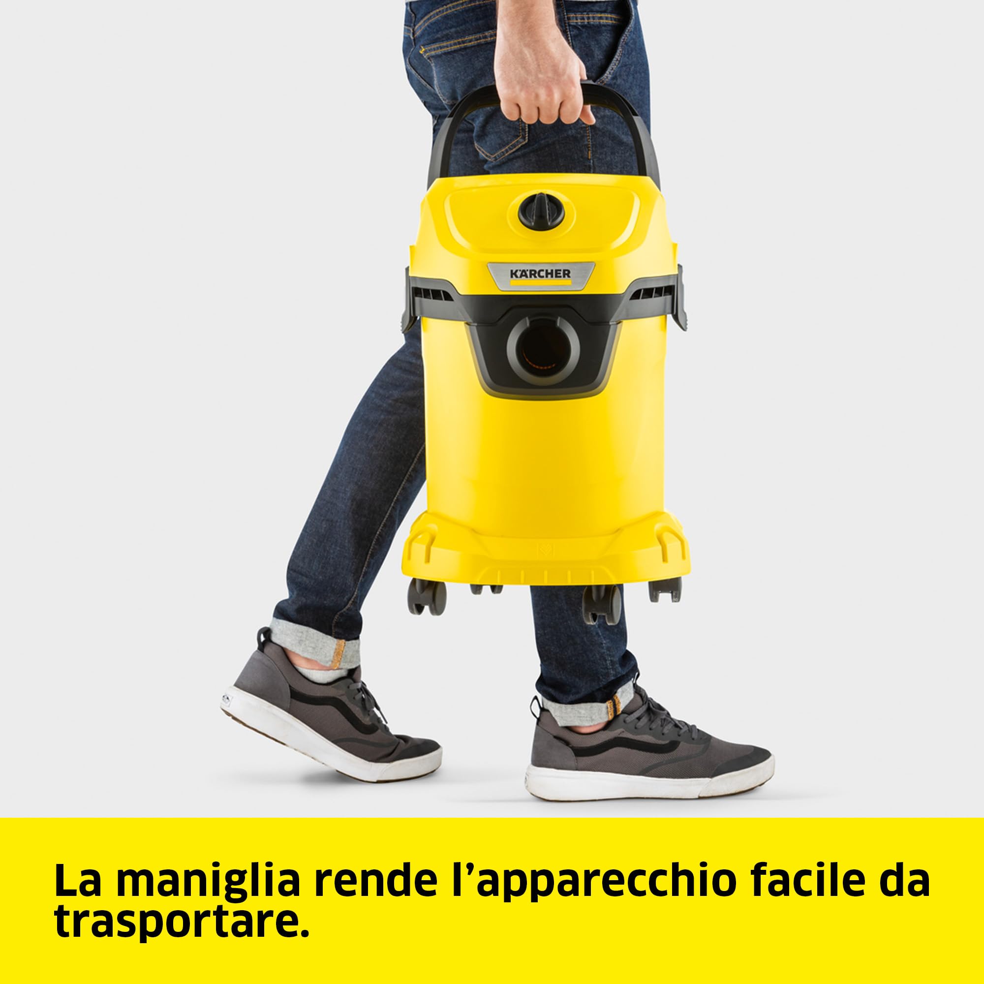 KÄRCHER aspiratore solidi liquidi WD 3 V-17/4/20, funzione soffiante, 1000 W, contenitore in plastica 17 l, tubo 2 m, con filtro a cartuccia, filtro in vello, bocchette per pavimenti e fessure