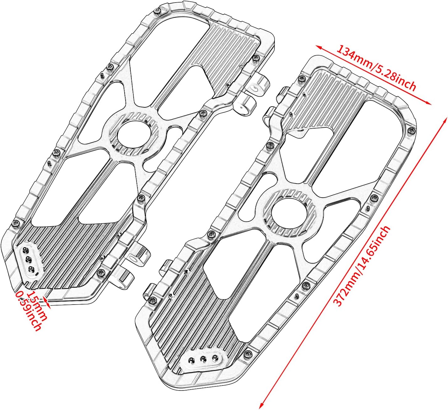 Motorcycle Driver Floorboards Front Footboards Pedal Offroad Rider Foot Pegs Fit for Harley Touring Road King Road Glide Electra Glide Street Glide Softail Dyna (Yellow Edge)