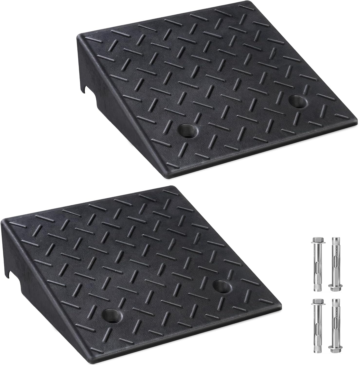 Rubber Curb Ramp, 5 7/8" Rise Height 2 Pack, Heavy-Duty 4 T Capacity Threshold Ramps, 19.7" L x 19.7" W Driveway Ramps for Cars, Wheelchairs, Bikes, Motorcycles