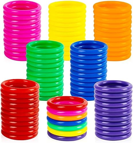 Juego de lanzamiento de anillos mini 70 anillos de plástico de 2.1 pulgadas para adultos, bodas, carnaval, lanzamiento de latas y juegos de piscina